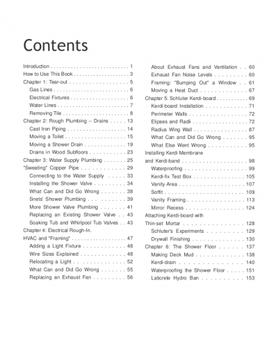 Tile Bathroom Remodeling Part 1 Table of Contents