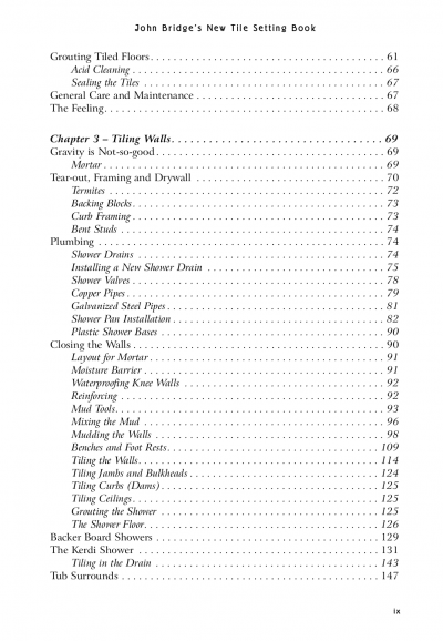 Tile Your World - New Tile Setting Book TOC page 3